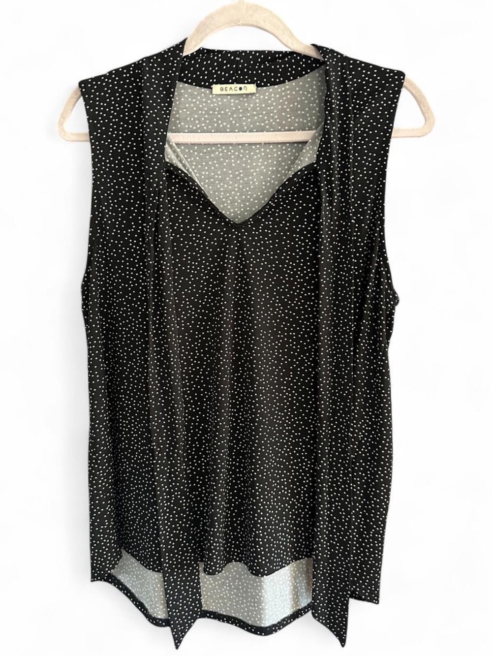 BEACON Black Sleeveless V-Neck Polka Dot Camisole